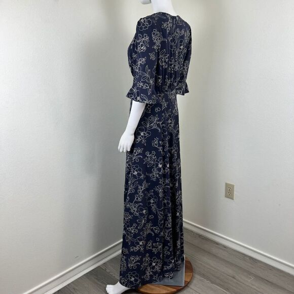 Gal Meets Glam Women Size 8 Irene Blue Floral Maxi NEW Dress Flutter 3/4 Sleeve - Picture 9 of 15